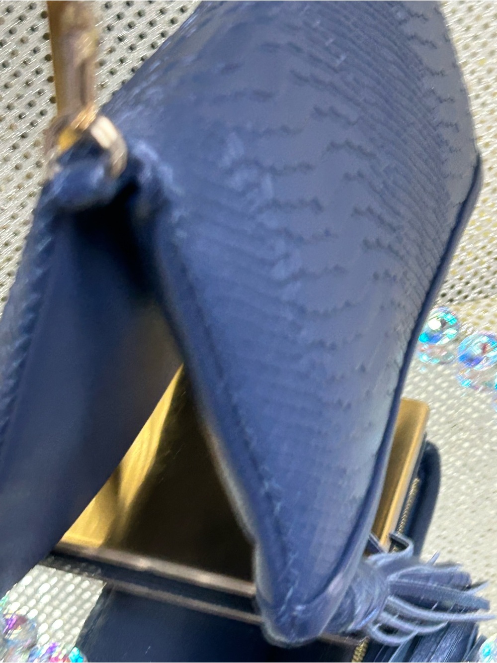 Gigi New York Rachel Foldover Embossed Crossbody Bag w/Tassel Approx. 10 x 8 - Picture 5 of 13